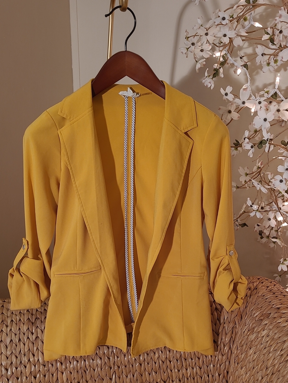 Have Women's Mustard Yellow Open-Front Blazer